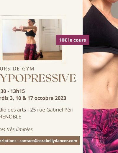 Cours de Gym Hypopressive Cora - 3, 10 & 17 Octobre 2023
