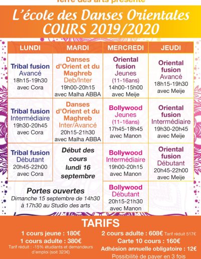 Planning Cours 2019-2020