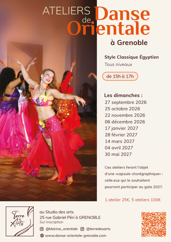 Affiche atelier Marina_grenoble Ateliers Danse Orientales Marina 2026/2027